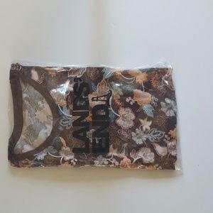 Lands End women's short sleeve relaxed supima crew tee. Size L in Walnut floral